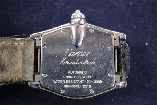 A gentlemans stainless steel Cartier Roadster automatic wrist watch, case back numbered 364490CD 2510,